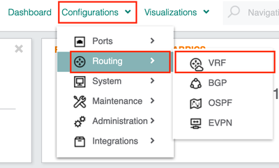 VRF Configuration Menu