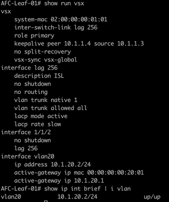 VSX Configuration
