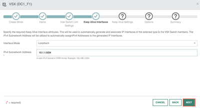 VSX Keepalive Interface