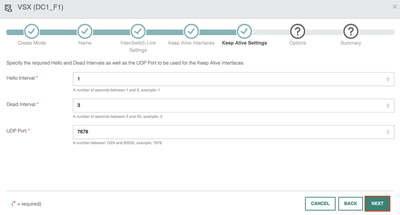 VSX Keepalive Parameters
